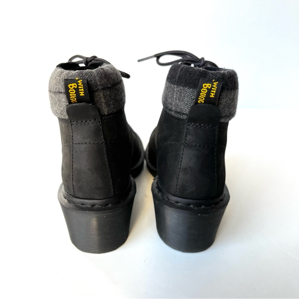 *SOLD* Doc Martens Freida Heeled Nubuck Leather Boot w/ Plaid Trim Ladies 9 - Picture 8 of 12
